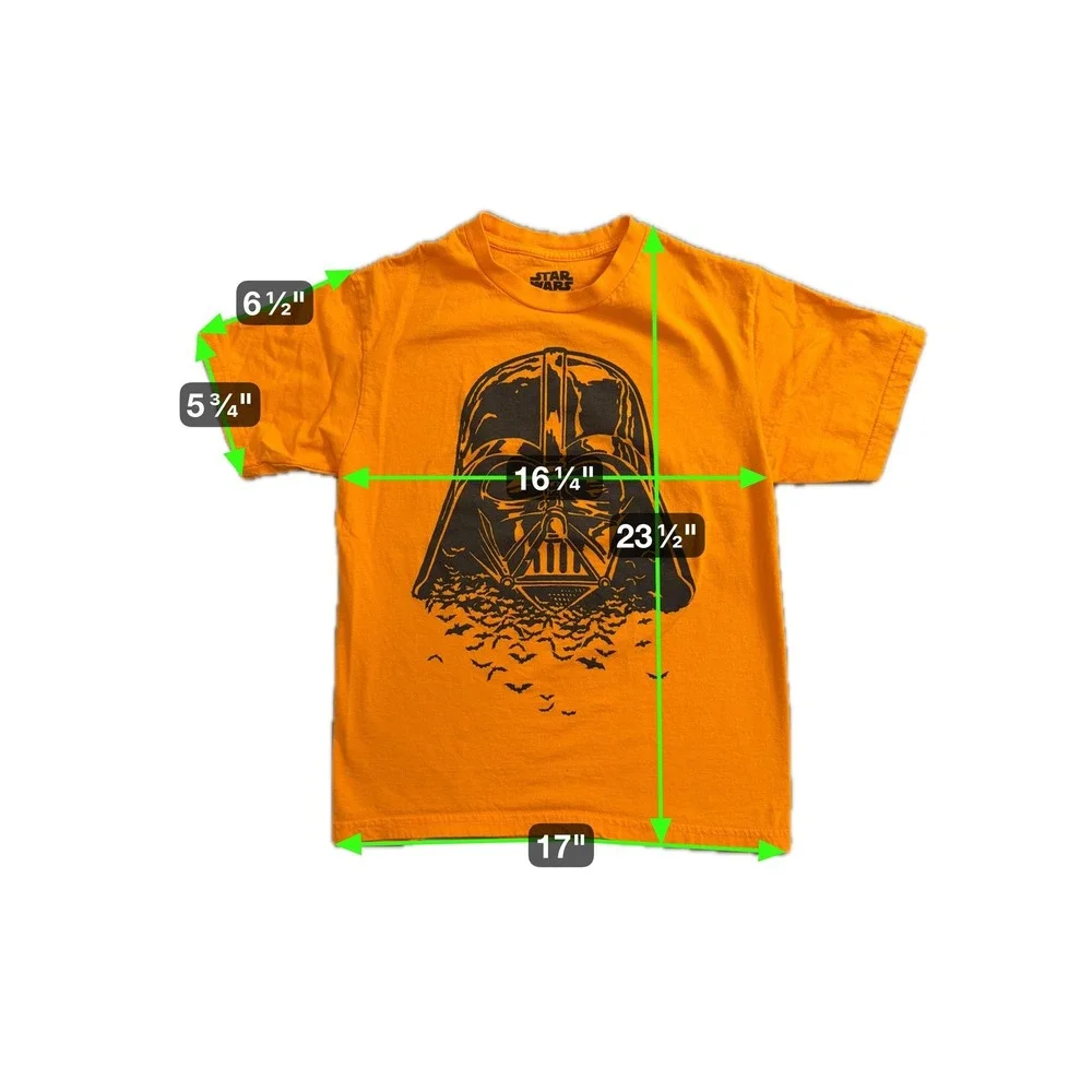 Star Wars Shirt Boys Large‎ Orange Darth Vader Bats Graphic Mad Engine Cotton